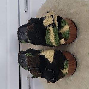 Jessica simpson fur wedge slide